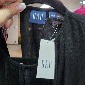 Gap Black Cutout Waist Detail Long Sleeve Midi Dress Size M